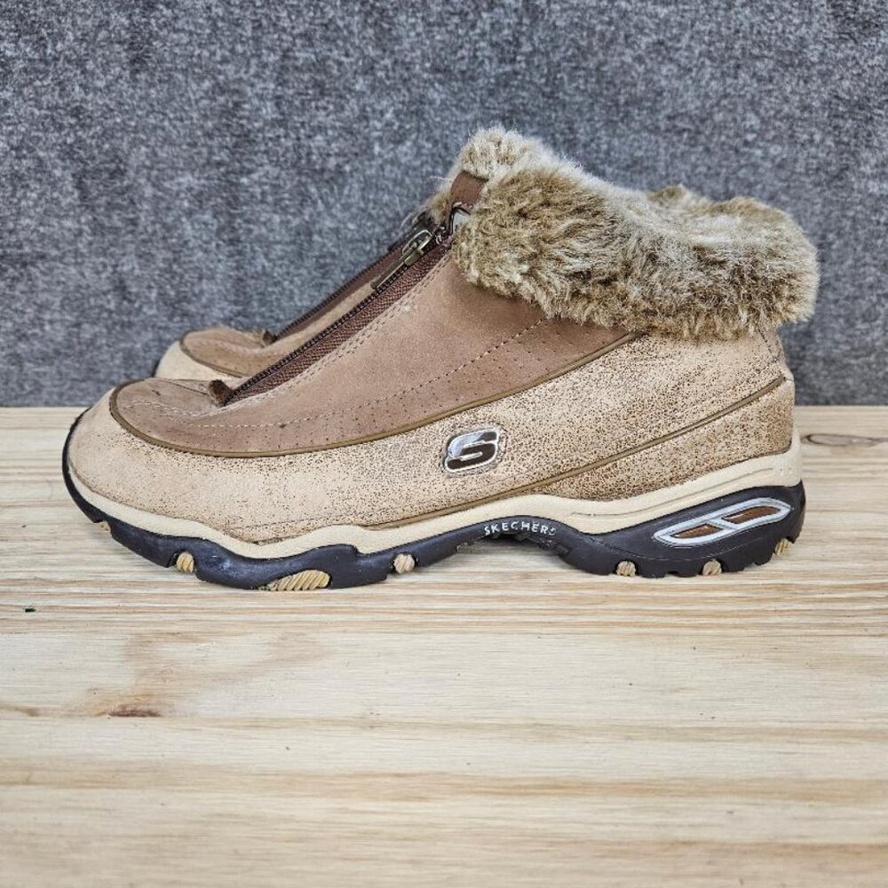 Skechers Women's Zip Boots US 8.5 Ankle Relaxed Fit Fur winter Boot
